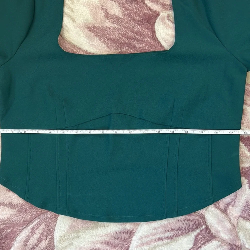 Abercrombie & Fitch Women’s Long Sleeve Crepe Teal Corset Top - Picture 7 of 10